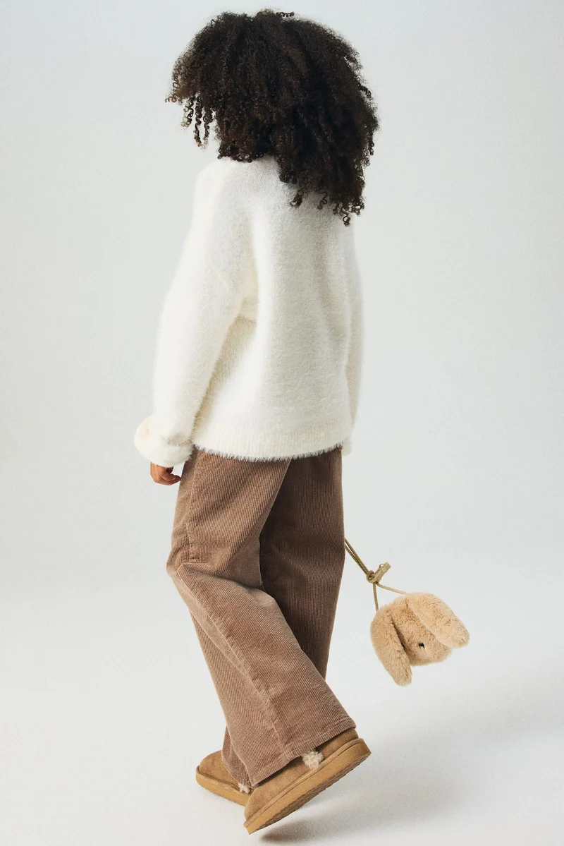 اتش اند ام بنطلون كوردري عريض من القطن